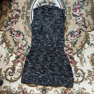 BCBGMaxazria black and grey sleeveless sweater dress